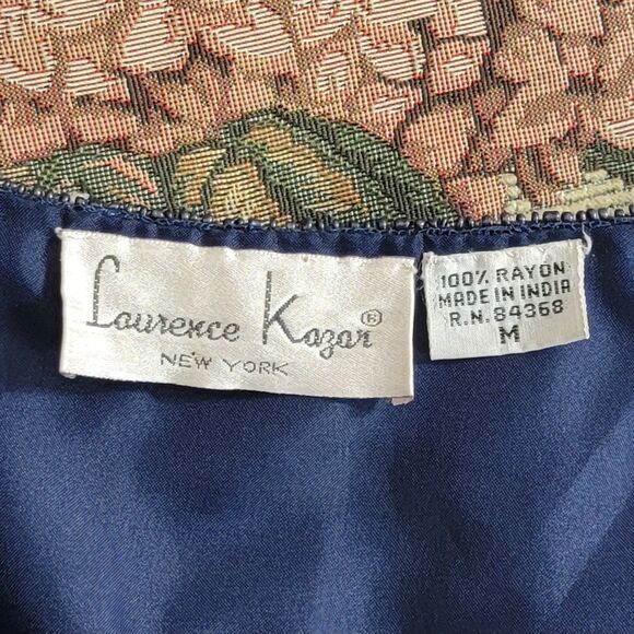 Laurence Kazar Blouse Womens M Blue Short Sleeve Sequin Beaded Shimmer Top - Picture 12 of 13